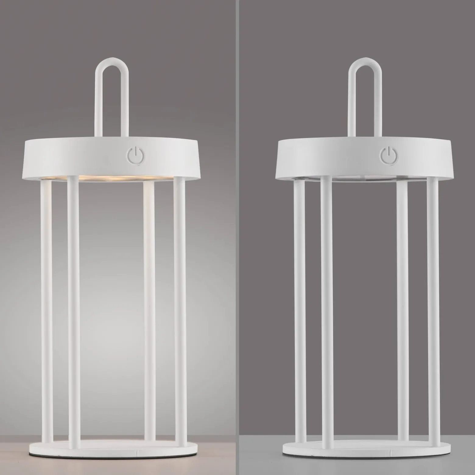 JUST LIGHT. LED-Akku-Tischleuchte Anselm, weiß, 28 cm, Eisen