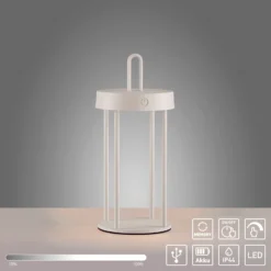 JUST LIGHT. LED-Akku-Tischleuchte Anselm, weiß, 28 cm, Eisen