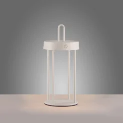 JUST LIGHT. LED-Akku-Tischleuchte Anselm, weiß, 28 cm, Eisen