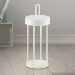 JUST LIGHT. LED-Akku-Tischleuchte Anselm, weiß, 28 cm, Eisen