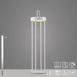 JUST LIGHT. LED-Akku-Tischleuchte Anselm, weiß, 50 cm, Eisen