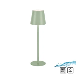 JUST LIGHT. LED-Akku-Tischleuchte Euria, grün, Eisen, IP54