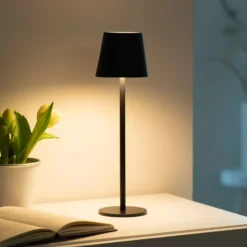 JUST LIGHT. LED-Akku-Tischleuchte Euria, schwarz, Eisen IP54