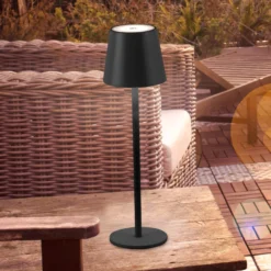 JUST LIGHT. LED-Akku-Tischleuchte Euria, schwarz, Eisen IP54