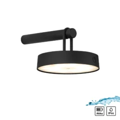 JUST LIGHT. LED-Akku-Wandlampe Arma, schwarz Kunststoff IP44
