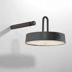JUST LIGHT. LED-Akku-Wandlampe Arma, schwarz Kunststoff IP44