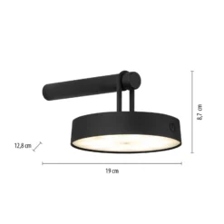 JUST LIGHT. LED-Akku-Wandlampe Arma, schwarz Kunststoff IP44
