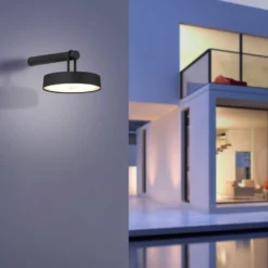 JUST LIGHT. LED-Akku-Wandlampe Arma, schwarz Kunststoff IP44