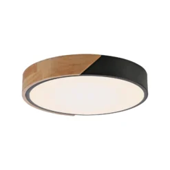 JUST LIGHT. LED-Deckenleuchte Bila, schwarz, Ø 32 cm, Holz