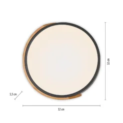 JUST LIGHT. LED-Deckenleuchte Bila, schwarz, Ø 32 cm, Holz