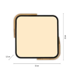JUST LIGHT. LED-Deckenleuchte Bila, schwarz, 32x32 cm, Holz