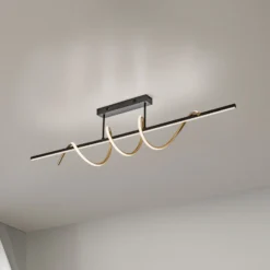 JUST LIGHT. LED-Deckenleuchte Emanda, Eisen, schwarz-messing