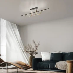 JUST LIGHT. LED-Deckenleuchte Emanda, Eisen, schwarz-messing