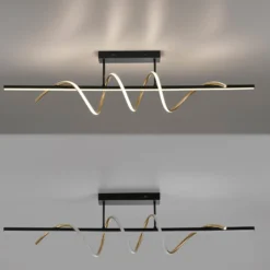 JUST LIGHT. LED-Deckenleuchte Emanda, Eisen, schwarz-messing