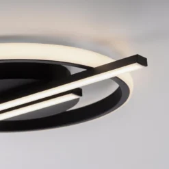 JUST LIGHT. LED-Deckenleuchte Korsa, schwarz, Ø31cm, dimmbar
