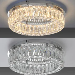 JUST LIGHT. LED-Deckenleuchte Kulunka, Eisen, Kristallglas