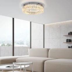 JUST LIGHT. LED-Deckenleuchte Kulunka, Eisen, Kristallglas