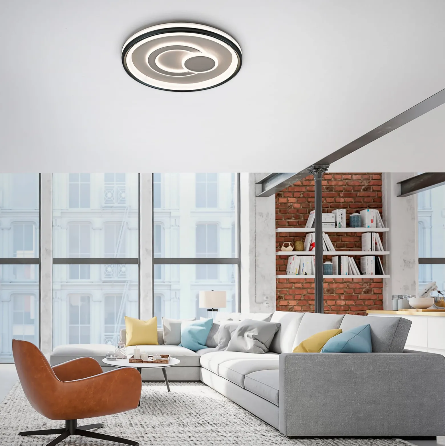 JUST LIGHT. LED-Deckenleuchte Minelli, Ø 50 cm, dimmbar