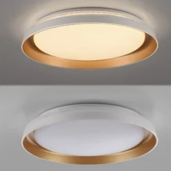 JUST LIGHT. LED-Deckenleuchte Sati, Kunststoff, weiß/messing