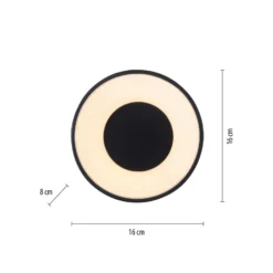 JUST LIGHT. LED-Deckenleuchte Tanika schwarz, Ø16cm, dimmbar