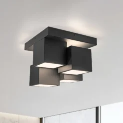 JUST LIGHT. LED-Deckenleuchte Tetris, Eisen, 3000 K, schwarz