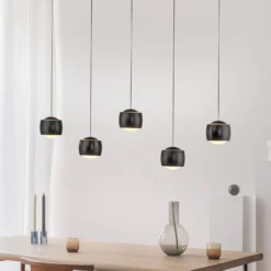 JUST LIGHT. LED-Hängelampe Ballini, schwarz, 5-fl., Switchmo