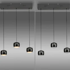 JUST LIGHT. LED-Hängelampe Ballini, schwarz, 3-fl., Switchmo