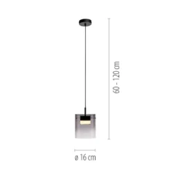 JUST LIGHT. LED-Hängeleuchte Elio, Rauchglas, 1-fl., schwarz