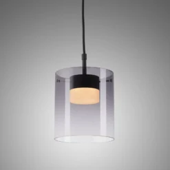 JUST LIGHT. LED-Hängeleuchte Elio, Rauchglas, 1-fl., schwarz