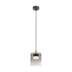 JUST LIGHT. LED-Hängeleuchte Elio, Rauchglas, 1-fl., schwarz
