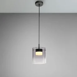 JUST LIGHT. LED-Hängeleuchte Elio, Rauchglas, 1-fl., schwarz