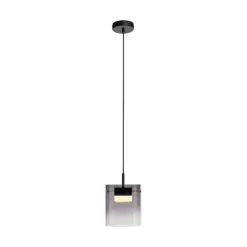 JUST LIGHT. LED-Hängeleuchte Elio, Rauchglas, 1-fl., schwarz