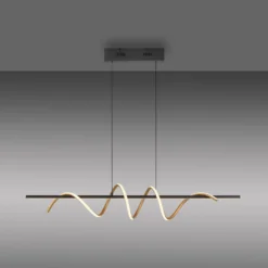 JUST LIGHT. LED-Hängeleuchte Emanda, Eisen, schwarz-messing