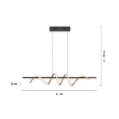JUST LIGHT. LED-Hängeleuchte Emanda, Eisen, schwarz-messing