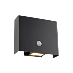 JUST LIGHT. LED-Sensor-Außenwandlampe Amin, Akku schwarz Alu