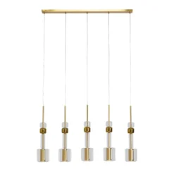 KARE Hängeleuchte Candy Bar, goldfarben, Stahl, Glas, 5-flg.