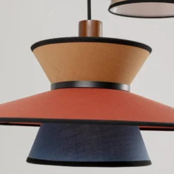 KARE Hängeleuchte Riva, multicolor, Textil, Holz, 5-flammig