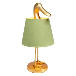 KARE Tischleuchte Duck, grün, Leinen, Höhe 61 cm, E27