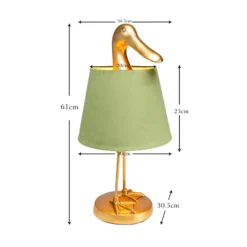 KARE Tischleuchte Duck, grün, Leinen, Höhe 61 cm, E27