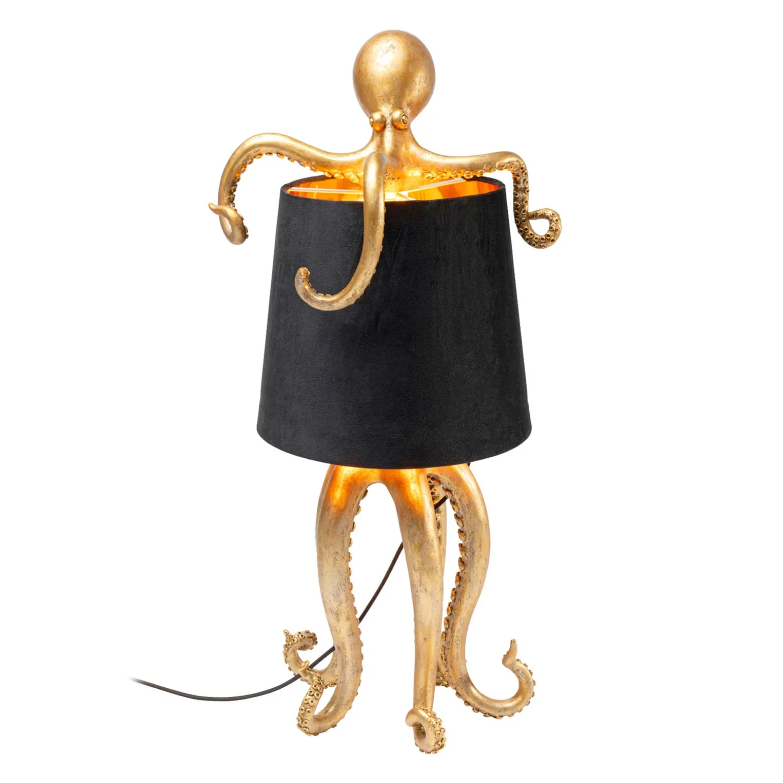 KARE Tischleuchte Octopus, gold, Textil, Höhe 47 cm