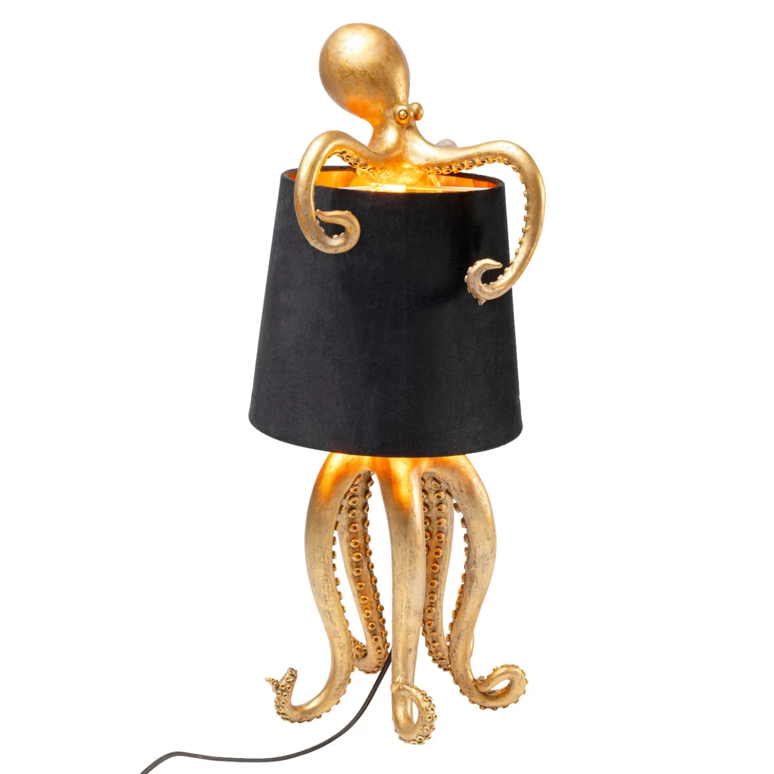 KARE Tischleuchte Octopus, gold, Textil, Höhe 47 cm