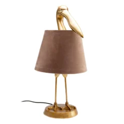 KARE Tischleuchte Pelican, gold, Leinen, Höhe 62 cm, E27
