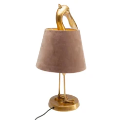 KARE Tischleuchte Pelican, gold, Leinen, Höhe 62 cm, E27