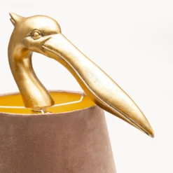 KARE Tischleuchte Pelican, gold, Leinen, Höhe 62 cm, E27
