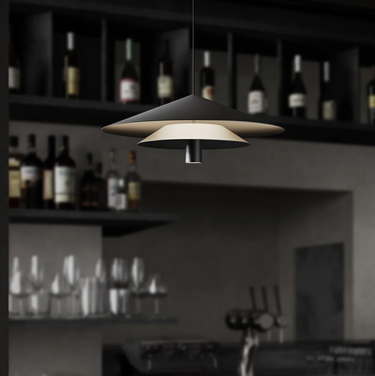 Karman LED-Hängeleuchte ASSO, schwarz, Metall, Ø 42 cm