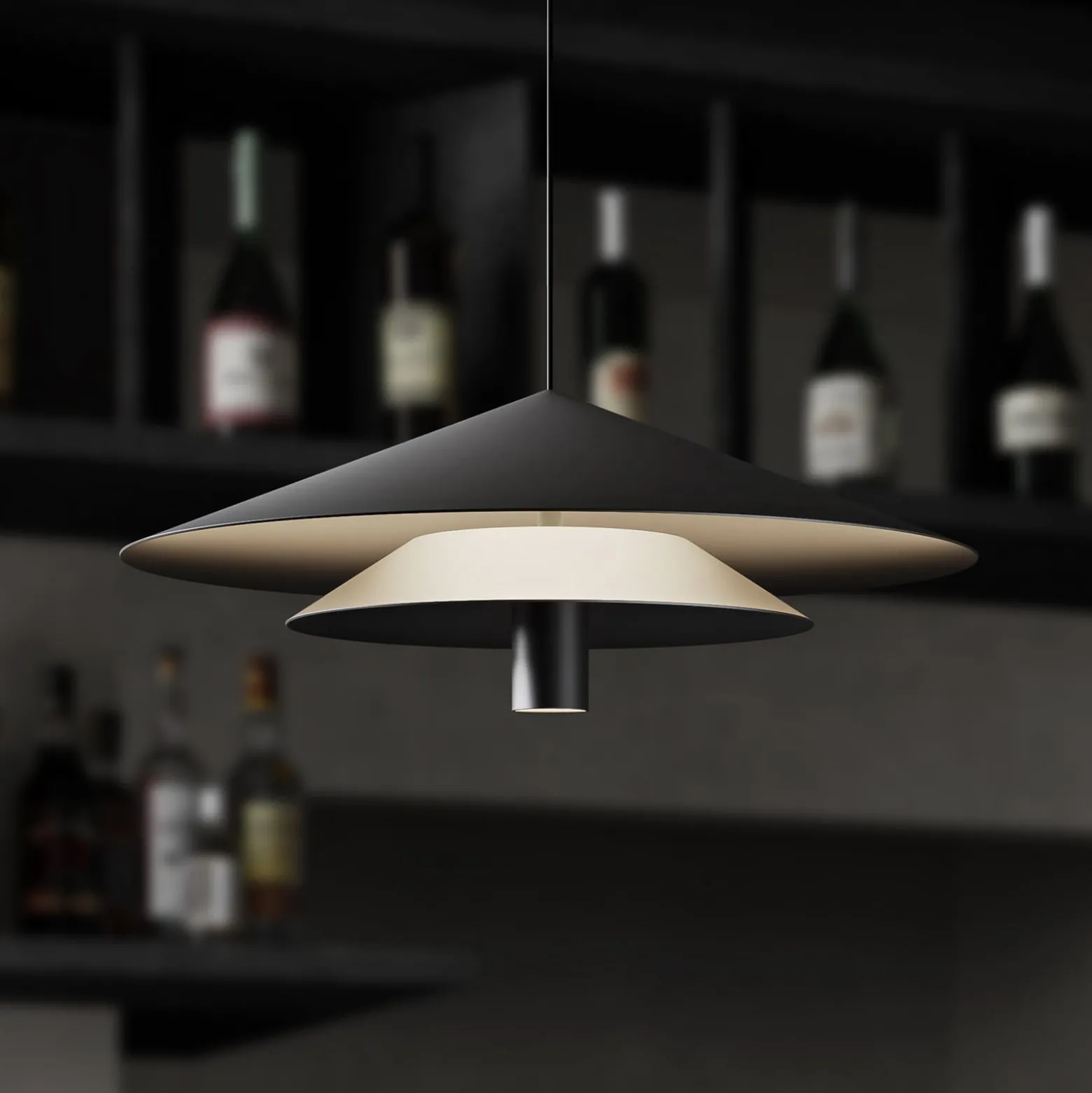 Karman LED-Hängeleuchte ASSO, schwarz, Metall, Ø 42 cm