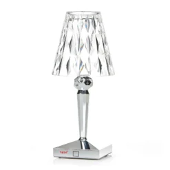 Kartell LED-Akku-Tischlampe Battery, 30cm, chromfarben, IP54