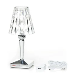 Kartell LED-Akku-Tischlampe Battery, 30cm, chromfarben, IP54
