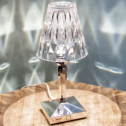 Kartell LED-Akku-Tischlampe Battery, 30cm, chromfarben, IP54