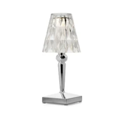 Kartell LED-Akku-Tischlampe Battery, 30cm, chromfarben, IP54